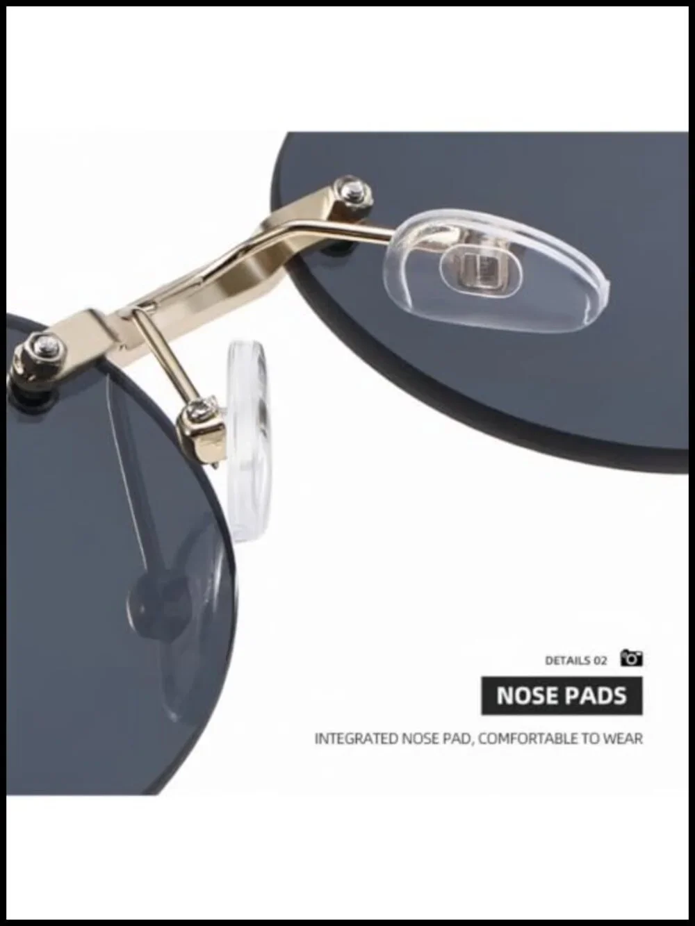 Rimless Rhinestone Sunglasses Metal Frame UV400 Protection Lightweight Non Slip